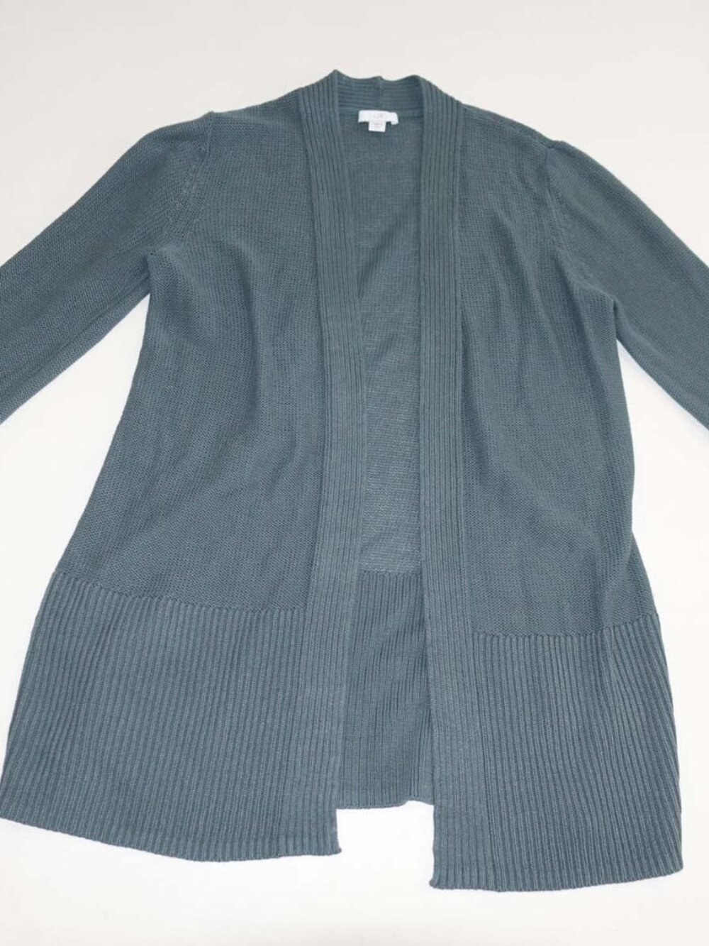 J. Jill Women's Open Front Cardigan Sweater Petite XS Slate Blue Long Length PXS
